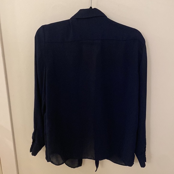 Navy Blue Long Sleeve Button Up Blouse - Picture 2 of 4